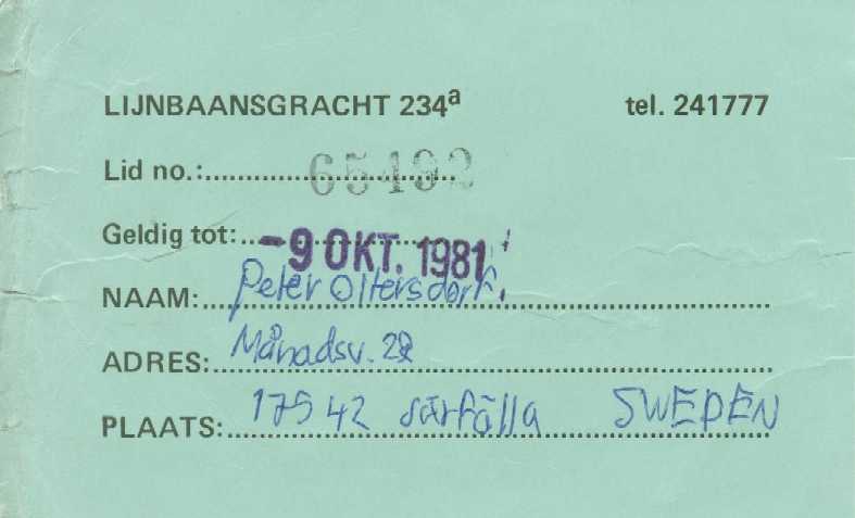 Medlemskort Melkveg, bak