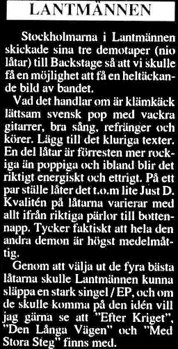 Ur "Backstage" nr 14, 1992