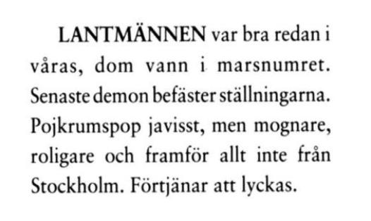Ur "Musikermagasinet" nr 10, 1992